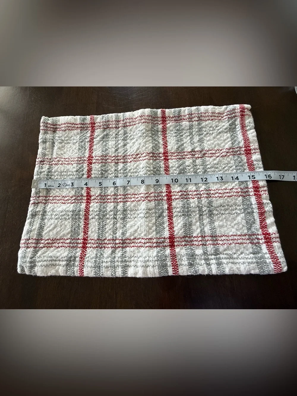 Park Designs Gray Red Plaid Cotton Kitchen Towel Small Placemat Farmhouse